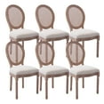thumbnail image 1 of Tzicr French Dining Chairs Set of 6,Mid Century Upholstered Rattan Dining Chairs with Round Backrest Solid Wood Frame, Farmhouse Dining Chairs for Dining Room, Bedroom, Kitchen., 1 of 6