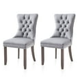 thumbnail image 1 of Tzicr Tufted Dining Chairs Set of 2, Upholstered Dining Chairs with Nailhead Back, Nailhead Trim, Velvet Dining Chairs for Kitchen/Bedroom/Dining Room(Grey), 1 of 7