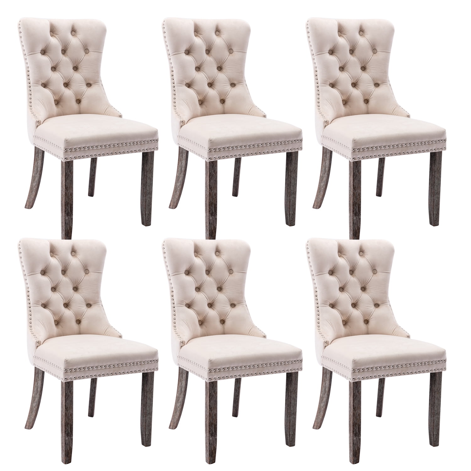 Tzicr Modern Velvet Tufted Dining Chairs Set of 6, Upholstered with — free download