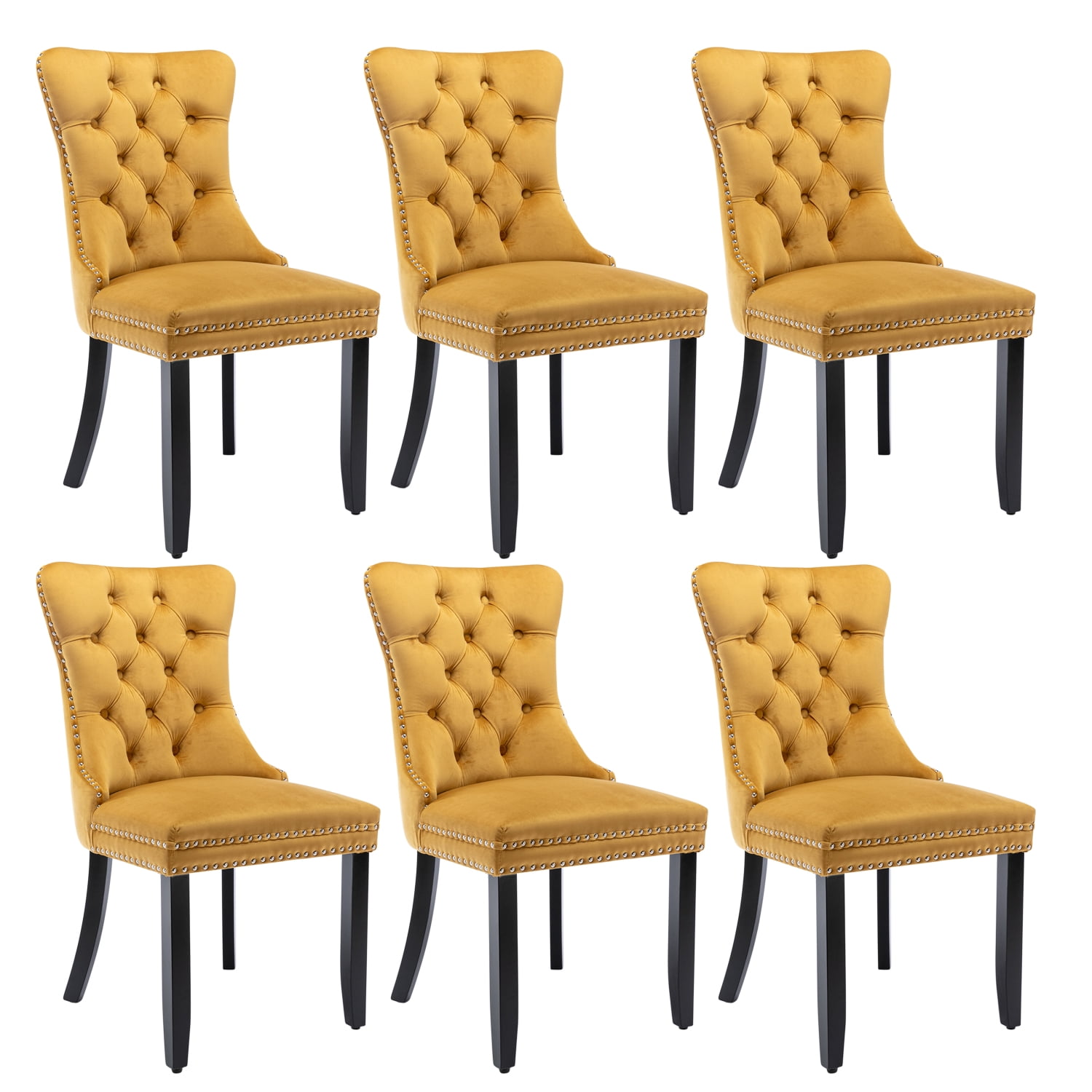 Tzicr Tufted Dining Chairs Set of 6, Upholstered Dining Chairs with ...