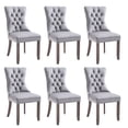thumbnail image 1 of Tzicr Tufted Dining Chairs Set of 6, Upholstered Dining Chairs with Nailhead Back, Nailhead Trim, Velvet Dining Chairs for Kitchen/Bedroom/Dining Room(Grey), 1 of 7