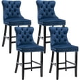 thumbnail image 1 of Tzicr Velvet Button Decor Bar Stool, Blue (Set of 4), 1 of 6