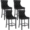 thumbnail image 1 of Tzicr Velvet Counter Height Bar Stools Set of 4, 27" Counter Height Bar Chairs with Button Decor, Nailhead Trim, Solid Wooden Legs, Upholstered Bar Stools for Kitchen, Cafe, Pub (Black), 1 of 6