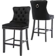 thumbnail image 1 of Tzicr Velvet Counter Height Tufted Back Bar Stools, Black (Set of 2), 1 of 6