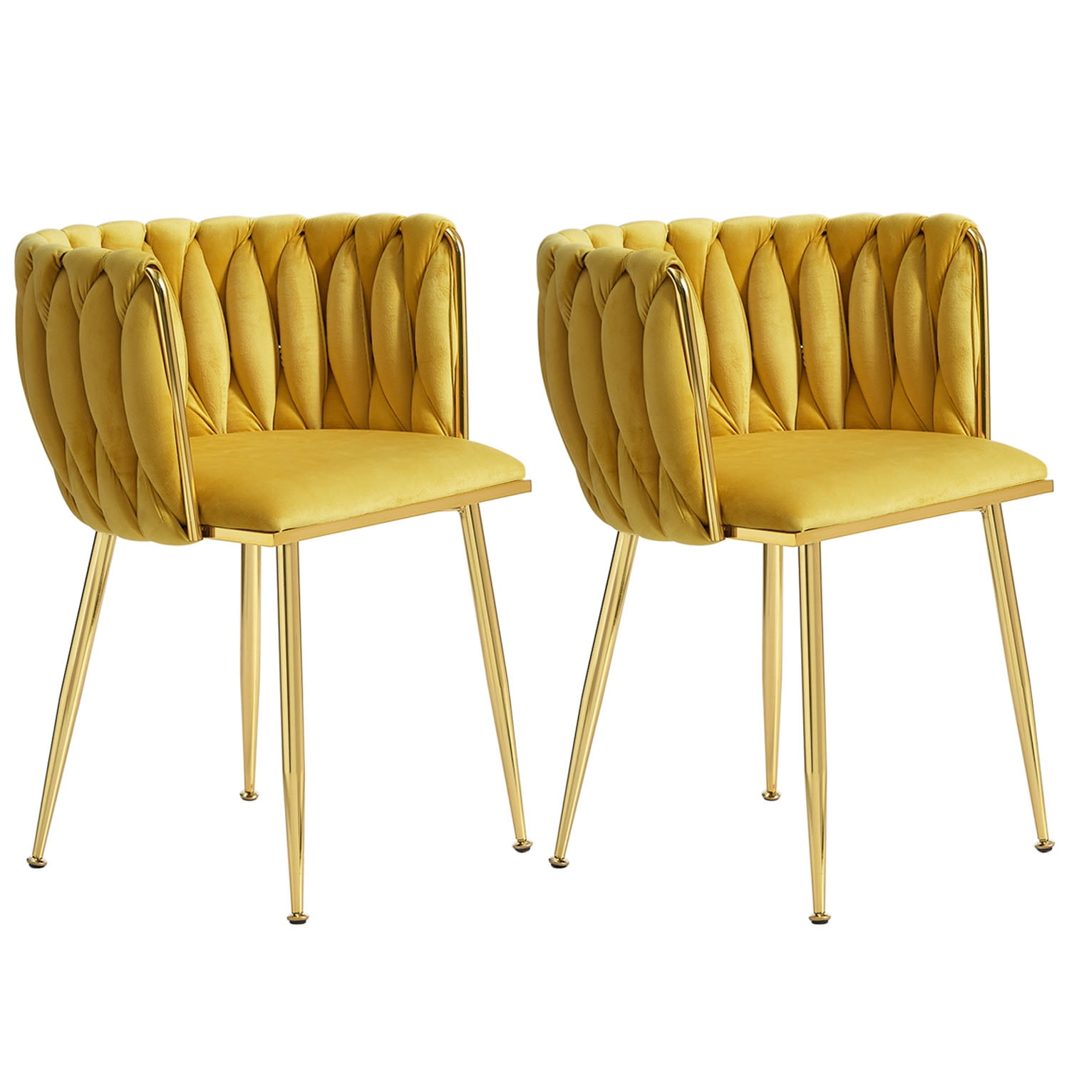 Tzicr Velvet Dining Chairs Set of 2, Gold Metal Legs, Tufted for Living ...