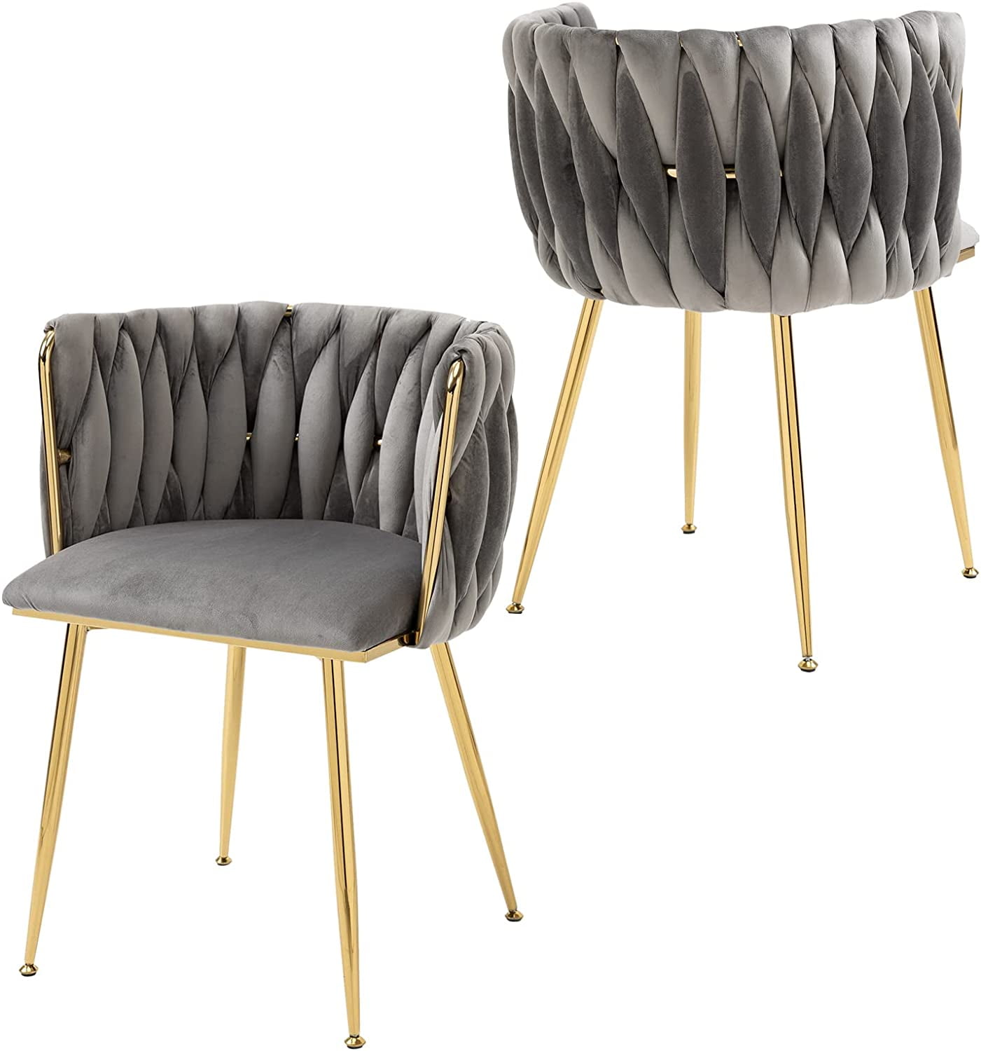 Tzicr Set Of Velvet Dining Chairs Tufted Upholstery Gold Legs Grey Walmart Com