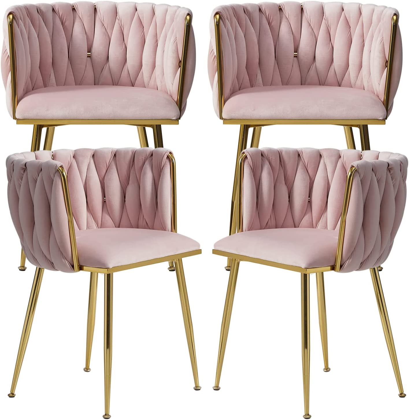 Tzicr Velvet Dining Side Chairs, Pink (Set of 4)