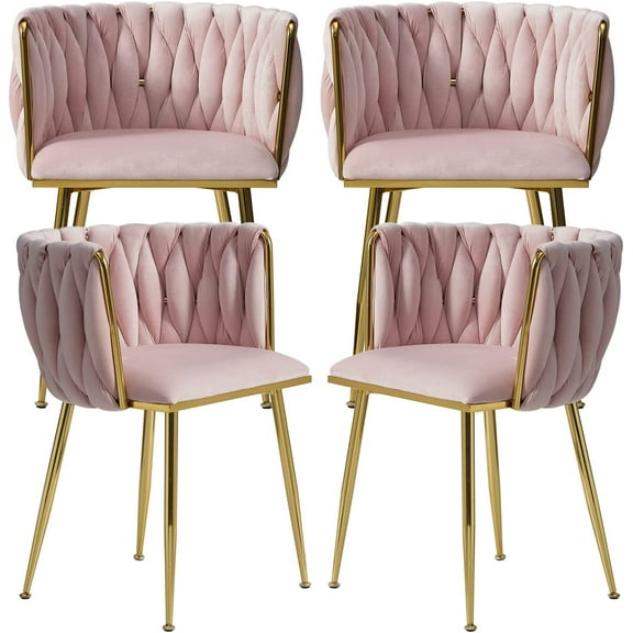 Tzicr Velvet Dining Side Chairs, Pink (Set of 4)