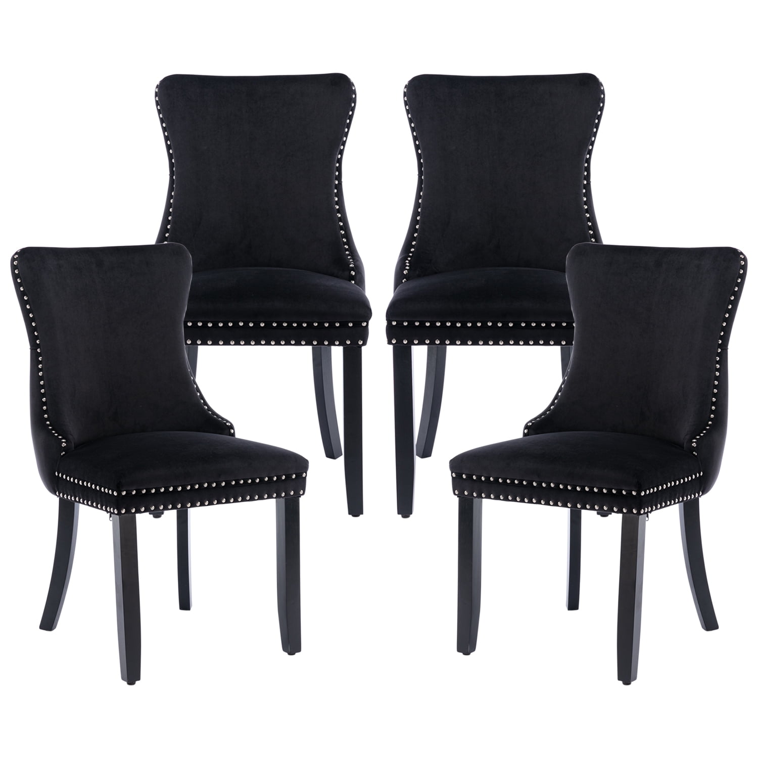 Tzicr set of 4 Velvet Dining Chairs, Upholstered Wingback Dining