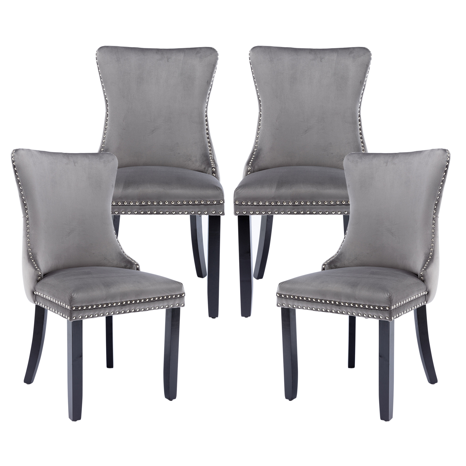 Tzicr set of 4 Velvet Dining Chairs, Upholstered Wingback Dining