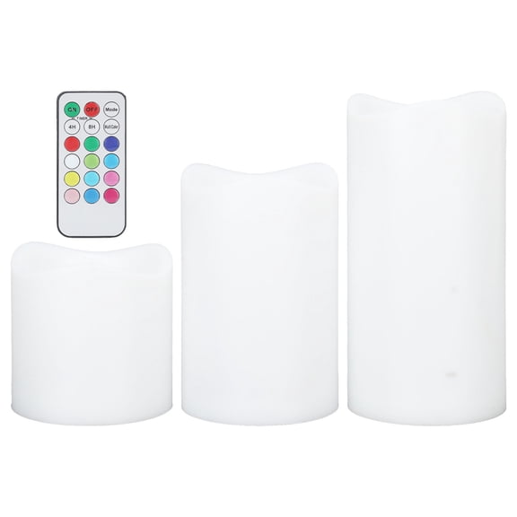 Tzilke RGB Flameless Candles with Remote Control and Timing Multi-Modes for Weddings and Parties 3-Pack LED Candle Lights