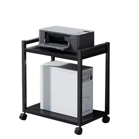 Tzou 2-Tier/3-Tier Mobile CPU Stand with Wheels – Adjustable Height Computer Tower Holder & Printer Cart with Storage, Under Desk Metal PC Organizer