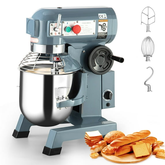 Tzou 3 Speed Commercial Food Mixer with Stainless Steel Bow, 10Qt 450W Electric Dough Blender