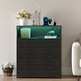 thumbnail image 1 of Tzou 31.5"W Wooden Dresser with Charging Station & LED Lights - 3-Drawer Modern Chest for Bedroom(Black), 1 of 9