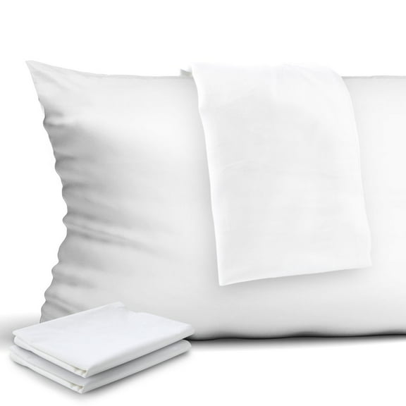 Tzou 4-Pack Zippered Pillow Protectors, Premium 400 Thread Count 100% Egyptian Cotton White Zippered Pillowcases Pillow Covers, Standard
