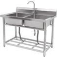 thumbnail image 1 of Tzou 42x25 Inch Stainless Steel Utility Sink w/Faucet, Storage Shelf & Adjustable Legs for Kitchen, Laundry Room, 1 of 6