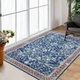 thumbnail image 1 of Tzou 5'x7' Persian Area Rug Soft Doormat for Bedroom Anti-Slip Washable Floor Carpet for Living Room Dining Room, Dark Blue, 1 of 7