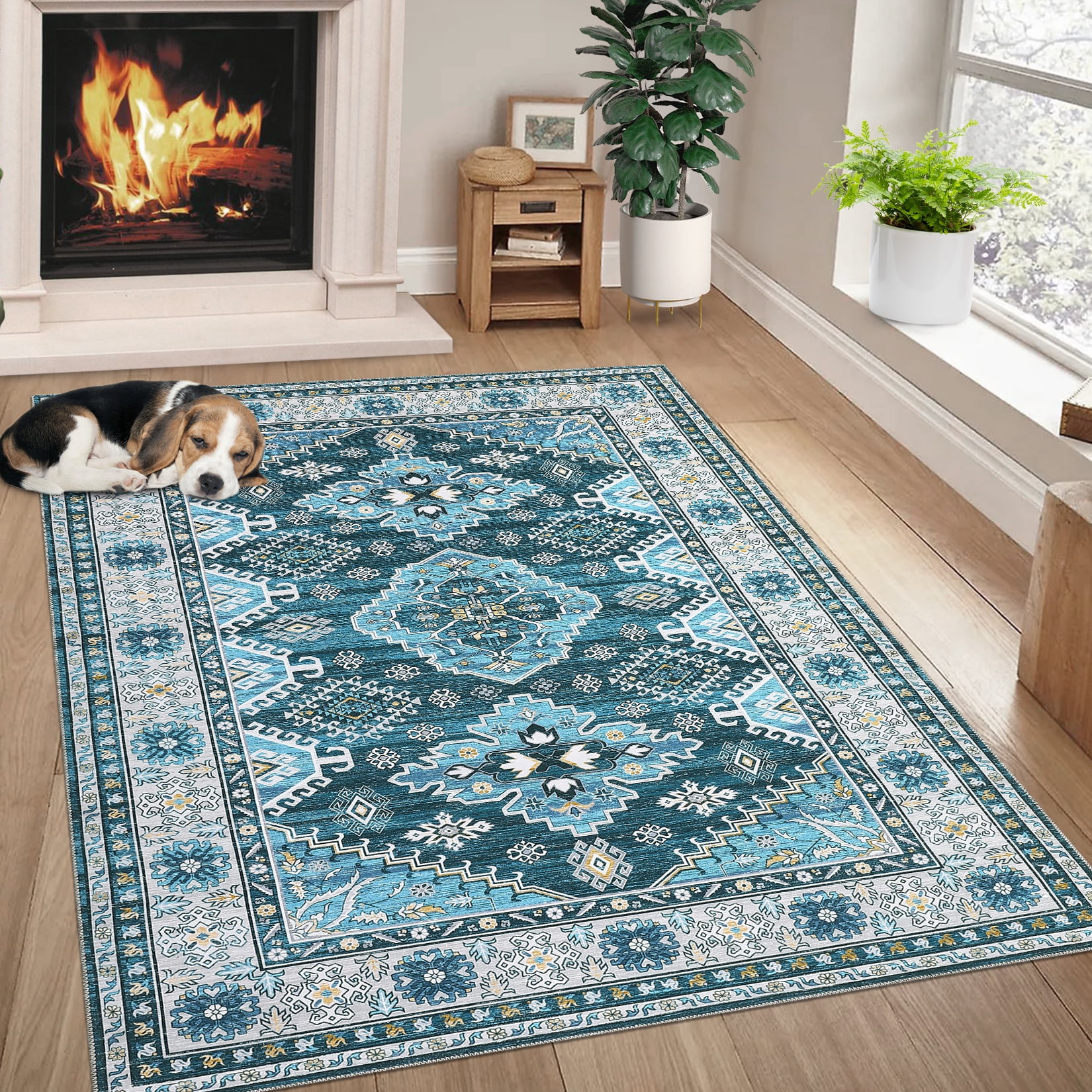 Tzou 5x7 Boho Area Rugs Washable Vintage Living Room Carpet with Non ...