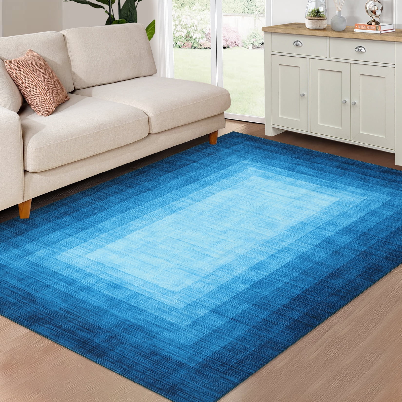 Tzou 5x7 Washable Area Rugs for Bedroom, Modern Ombre Accent Carpet ...