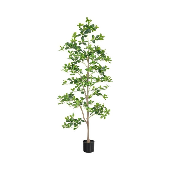Tzou 6ft/7ft Artificial Schefflera Tree – Realistic Indoor Faux Tree with Natural Trunk for Home & Office Indoor Outdoor Decor