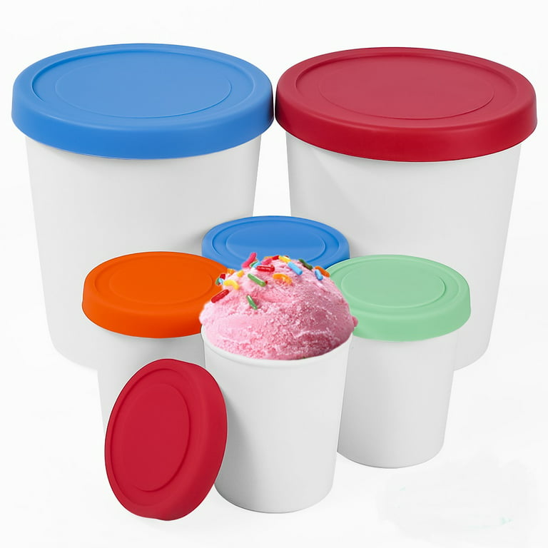 Tzou 6pcs Ice Cream Storage Containers for Freezer Reusable Ice