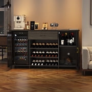 Tzou 71 Coffee Bar Cabinet with Drawer, Fridge Space & Adjustable Shelves