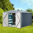 thumbnail image 1 of Tzou 8x12FT Metal Garden Shed w/Lockable Doors & Sloped Roof – Reinforced Galvanized Steel Tool/Bike Storage for Backyard, Patio, Poolside (Weather-Resistant), 1 of 6