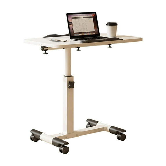 Tzou Adjustable Overbed Table – Rolling Hospital Bedside Table with Tilting Top, Laptop Stand for Home Living Room Bedroom