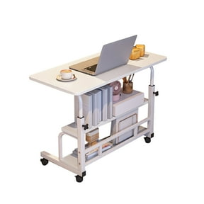 Tzou Adjustable Rolling Laptop Desk with Storage - Mobile Standing Desk with Wheels, 2 Desktop Size Options (31.5"x15.7" or 23.6"x15.7"), Height-Adjustable for Home Office