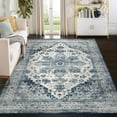thumbnail image 1 of Tzou Area Rug 3x5 Vintage Retro Rug Indoor Door Mat Non Slip Carpet for Living Room Bedroom, Blue, 1 of 7