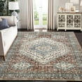 thumbnail image 1 of Tzou Area Rug 4x6 Vintage Retro Rug Indoor Door Mat Non Slip Carpet for Living Room Bedroom, Dark Brown, 1 of 8