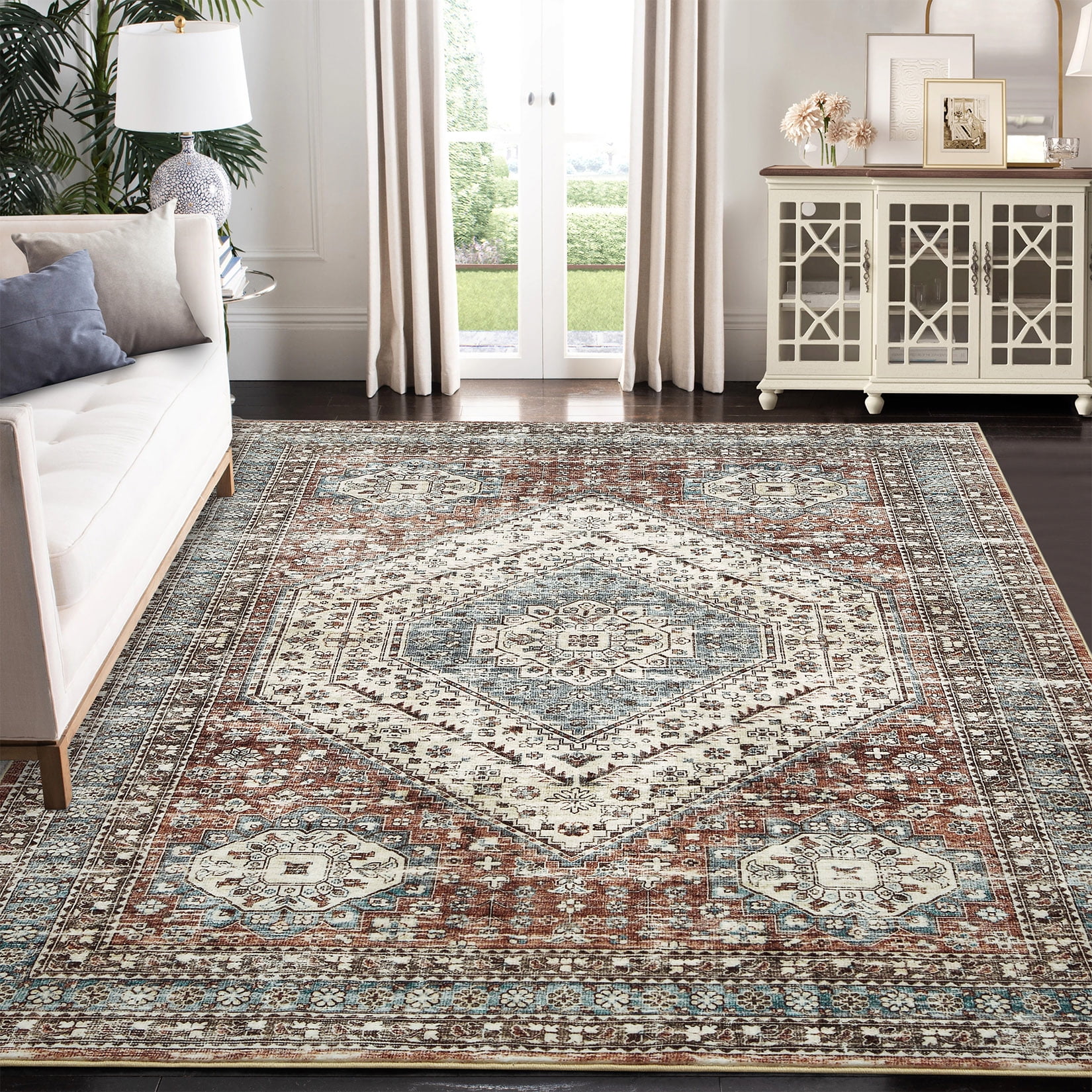 Tzou Area Rug 8x10 Vintage Retro Rug Indoor Door Mat Non Slip Carpet