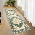 thumbnail image 1 of Tzou Area Rug Runner 2x6 Vintage Retro Rug Indoor Door Mat Non Slip Carpet for Bathroom Entryway Bedroom, Dark Green, 1 of 8