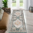 thumbnail image 1 of Tzou Area Rug Runner 2x6 Vintage Retro Rug Indoor Door Mat Non Slip Carpet for Bathroom Entryway Bedroom, Green, 1 of 8