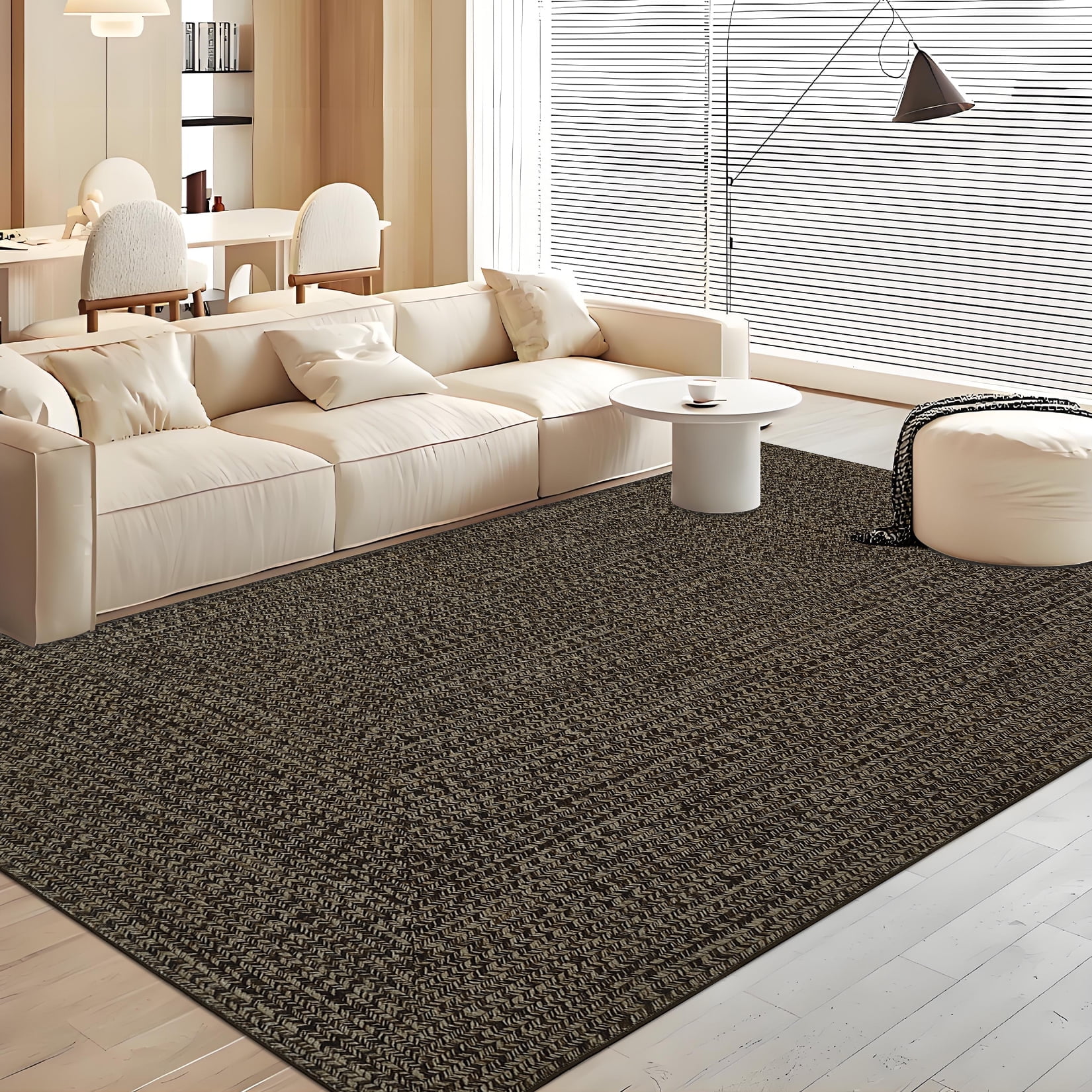 Tzou Braid Print Area Rug, Non-Slip Low Pile Washable Carpet for Living Room, Bedroom, Office