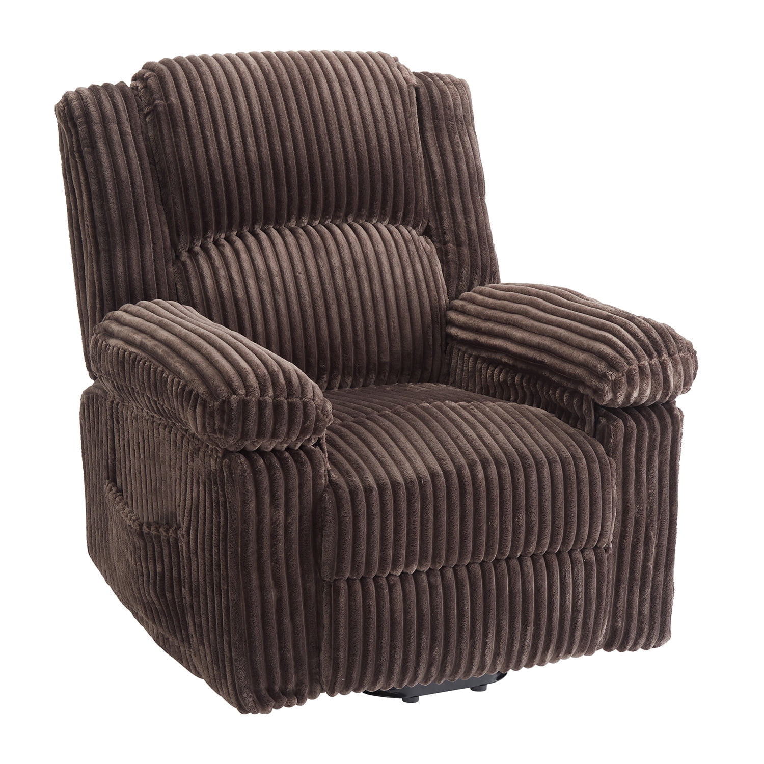 Tzou Adult Polyester Solid Color Stripes Living Room Stain Resistant Recliners with Arm Pads, Brown