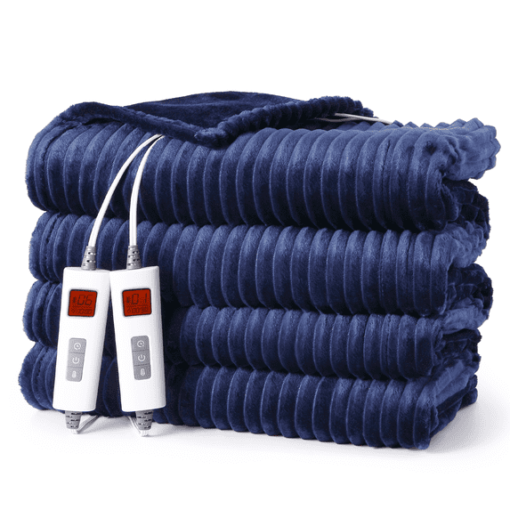 Tzou Electric Blanket, Soft Flannel Heated Blanket with 6 Heating Levels & 20 Time Settings, Fast Heating