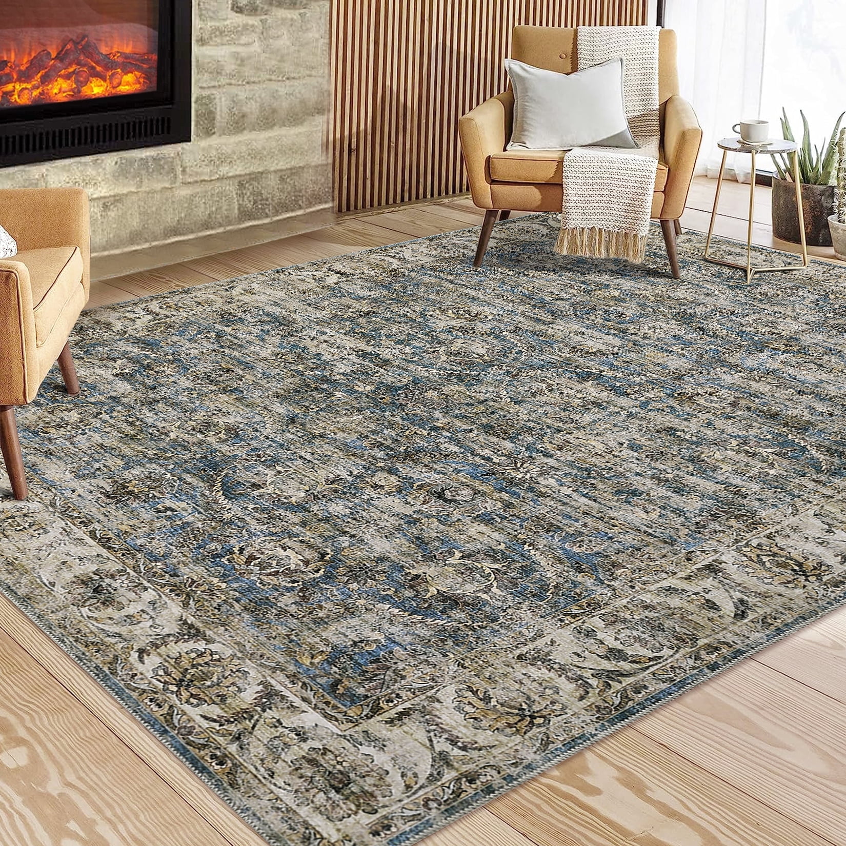 Large Antique Area Rug Tzou Extra Large Vintage Area Rugs 10x13 for Dining Room Washable Retro ...