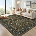thumbnail image 1 of Tzou Floral Washable Area Rugs for Living Room, 9x12ft Vintage Non-Slip Boho Carpet, Large Soft Stain-Resistant Indoor Rug for Bedroom, Office(Brown), 1 of 9