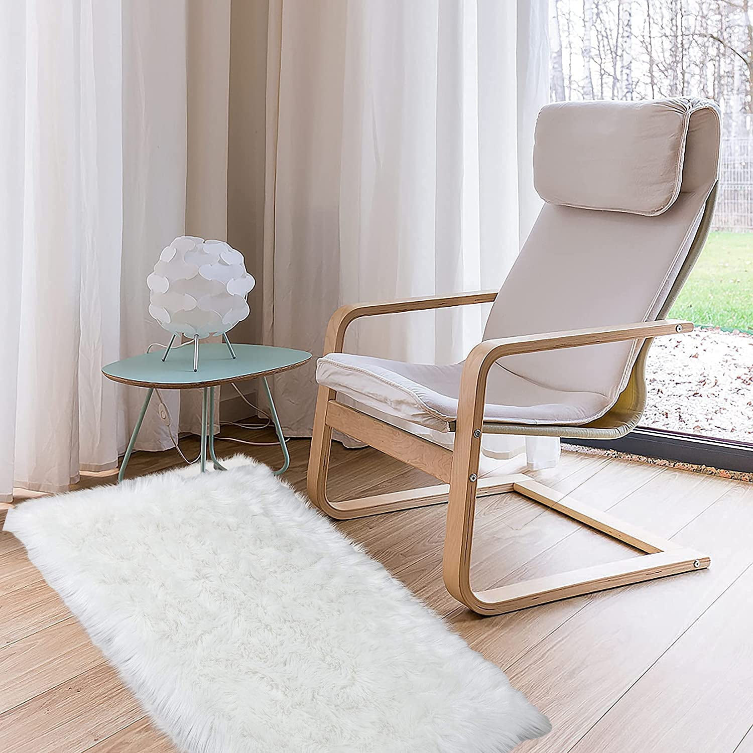 Giant Rug Chair Tzou Fluffy Area Rug, Thick Faux Fur Chair Couch Cover Small Shaggy Rug ...