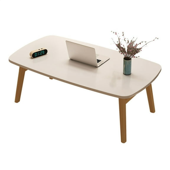 Tzou Folding Coffee Table - Collapsible Wood Mini Desk (80x50cm) for Small Spaces, Multifunctional Portable Desk for Home Office, Living Room, Bedroom & Kitchen