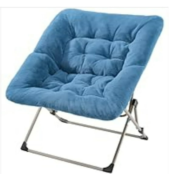 Tzou Folding Saucer Chair for Adults - No Assembly, 300lb Capacity, Soft Faux Fur Lounge Chair