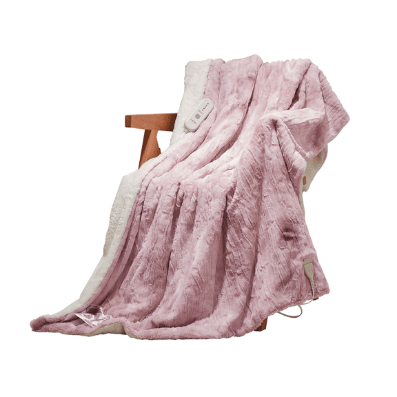 Tzou Heated Blanket Electric King - 5 Heat Levels, 4-Hour Auto Off, Machine Washable Velvet & Sherpa(90" x 100")