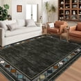 thumbnail image 1 of Tzou Large Elegant Geometric Border Area Rugs 10x13, Super Soft Washable Carpet for Bedroom Nursery Room, Low Pile, Dark Brown, 1 of 7