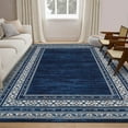 thumbnail image 1 of Tzou Machine Washable Area Rug, Non-Slip Modern Pearl Velvet Carpet with Printed Border for Living Room, Bedroom, 1 of 7