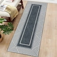thumbnail image 1 of Tzou Modern Bordered Contemporary Line Washable Runner Rugs 2'x6' with Anti-Slip TPR Back, Ultra-Thin Carpet for Kitchen Entryway Hallway(Dark Gray), 1 of 7