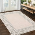 thumbnail image 1 of Tzou Modern Bordered Hallway Rugs Indoor, 5x7 Boho Living Room Non-Slip Washable Ultra-thin Soft Carpet Washable Rugs for Bedroom Dining Room(Beige), 1 of 7