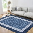 thumbnail image 1 of Tzou Modern Bordered Hallway Rugs Indoor, 5x7 Boho Living Room Non-Slip Washable Ultra-thin Soft Carpet Washable Rugs for Bedroom Dining Room(Blue), 1 of 7