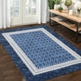 thumbnail image 1 of Tzou Modern Bordered Hallway Rugs Indoor, 8x10 Boho Living Room Non-Slip Washable Ultra-thin Soft Carpet Washable Rugs for Bedroom Dining Room(Blue), 1 of 7