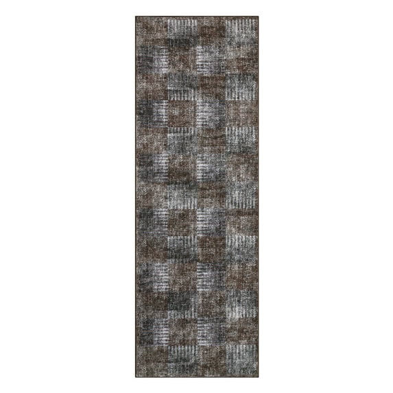 Tzou Modern Washable Runner Rugs 2'x6' for Hallway, Soft Plaid Carpets Non-Slip, for Entryway Kitchen